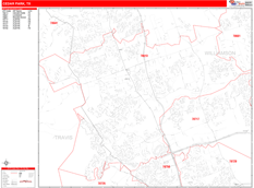 Cedar Park Digital Map Red Line Style